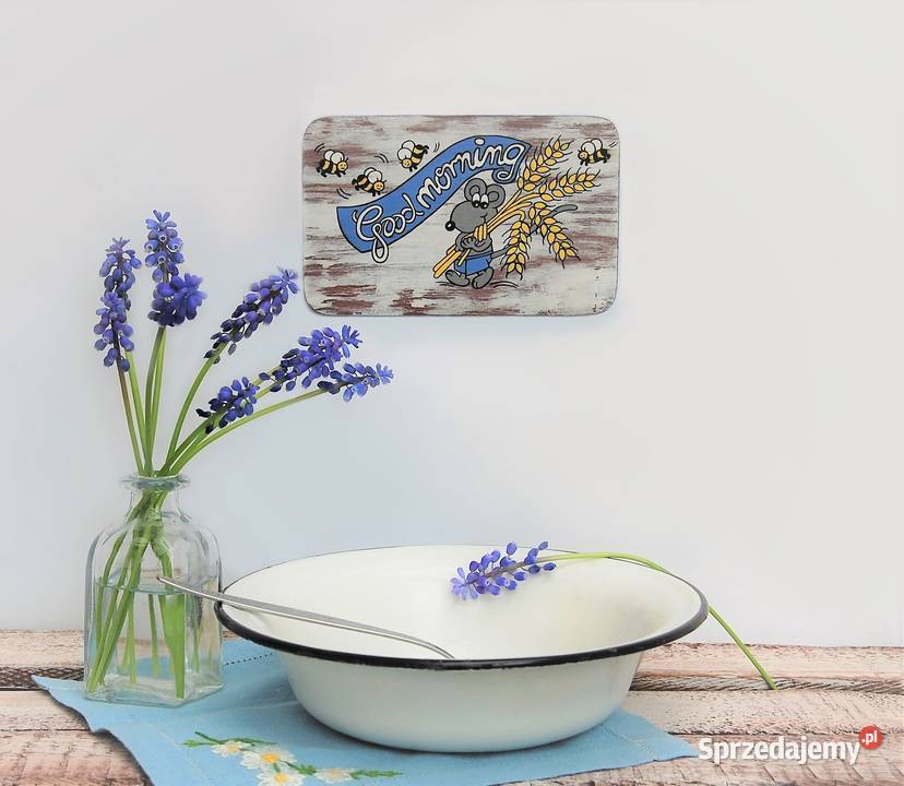 Good Morning ręcznie malowana zawieszka drewno Lublin