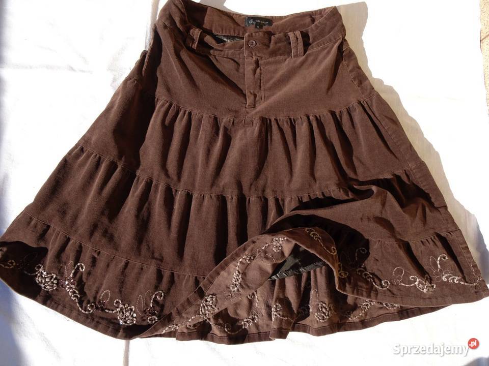 Sztruksowa spódnica Falbany Haft 38 40 Nowy Sącz sprzedam