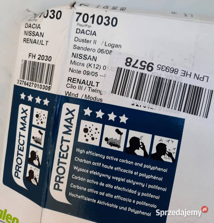 FILTR KABINOWY PYŁKOWY VALEO 701030 Duster Logan Szczerbice sprzedam