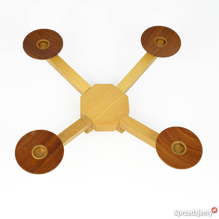 Czteroramienny świecznik drewniany Dania lata 70 Warszawa sprzedam