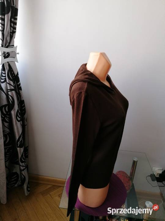NOWY DAMSKI BRĄZOWY SWETER Z KAPTUREM ELLA R LXL Swetry i golfy Łódź