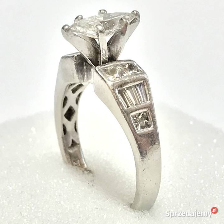 Platynowy PIERŚCIONEK Art Dco BRYLANTY 15ct mazowieckie Warszawa