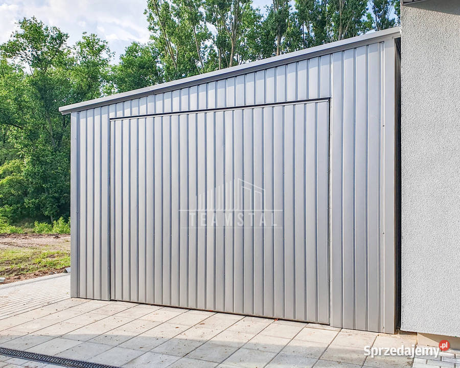 Garaż Blaszany 45x9m Brama Uchylna drzwi Srebrny Otwock