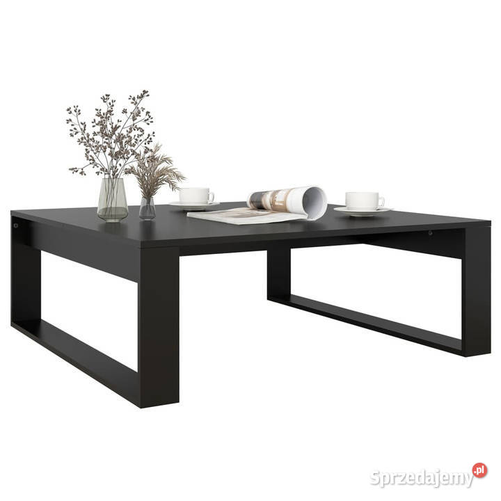Stolik kawowy czarny 100x100x35 materiał