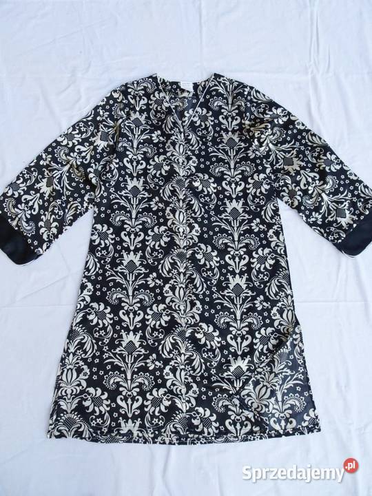 Sukienka Satynowa midi Czarna Biała 40 Rozmiar 40(L) Nowy Sącz sprzedam