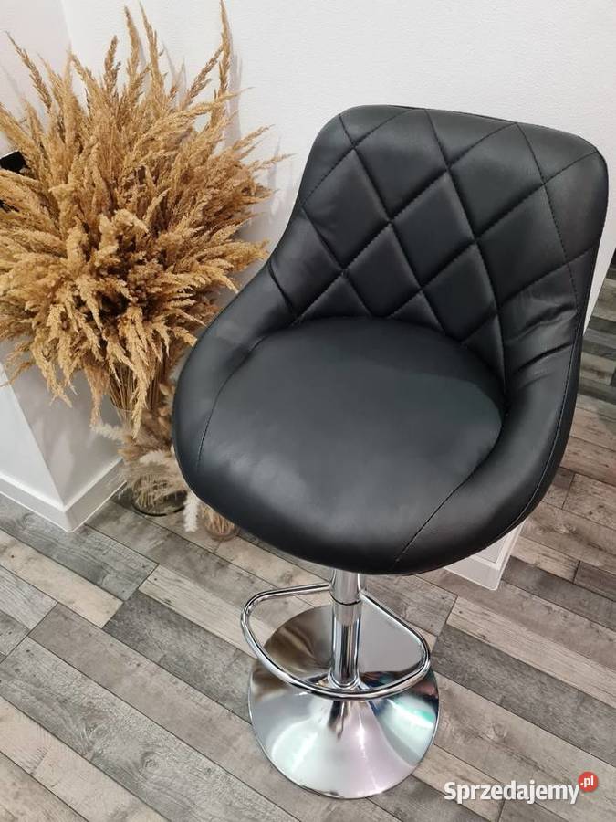 Komplet dwóch hokerów skóra czarne