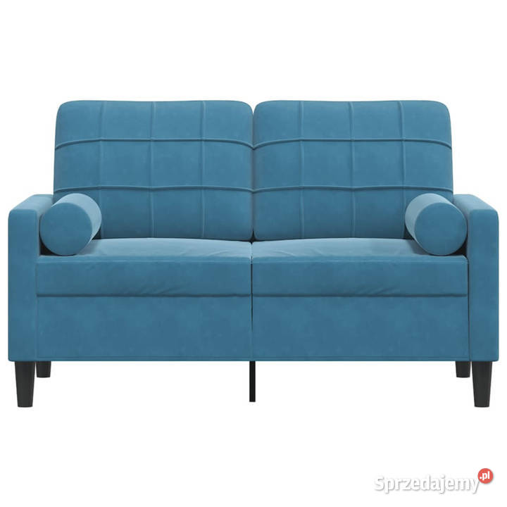 2osobowa sofa z poduszkami niebieska 120 aksamit