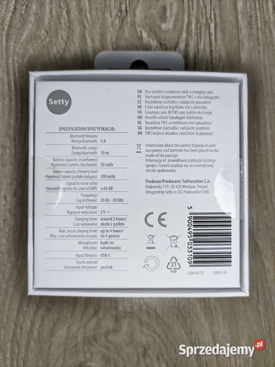 NOWE Słuchawki Bluetooth Setty STWS110 Iława
