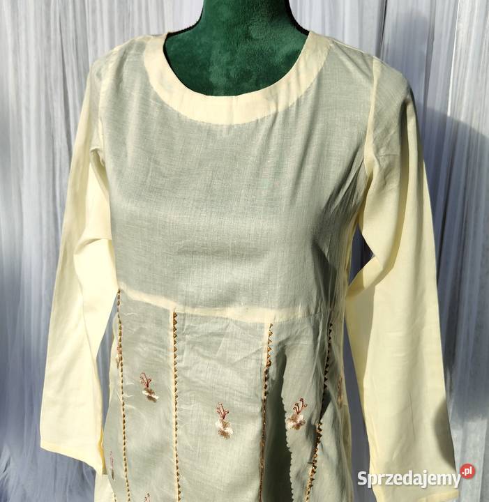 Długa sukienka bawełniana S 36 haftowana kolorowy