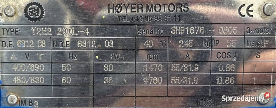 silnik elektryczny 30kW 1470obr 3fazowy kujawsko-pomorskie Pigża