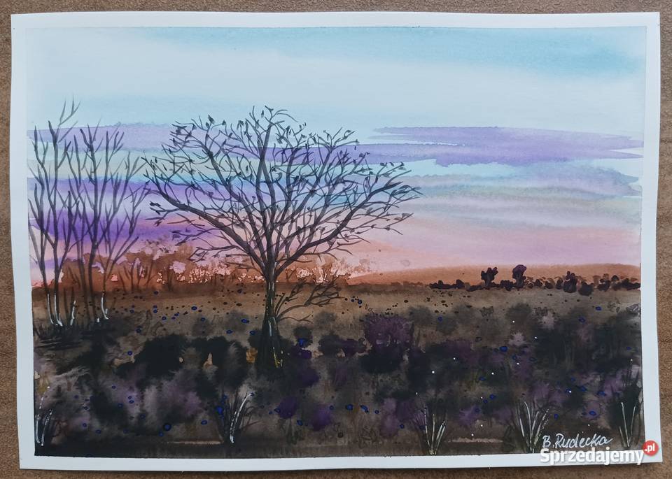 Akwarela Akwarelka Obraz pt Kolory Nieba 21 x 15