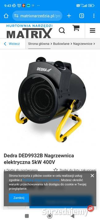 Sprzedam nagrzewnice Dedra DED9932C 5KW Kraczewice Prywatne