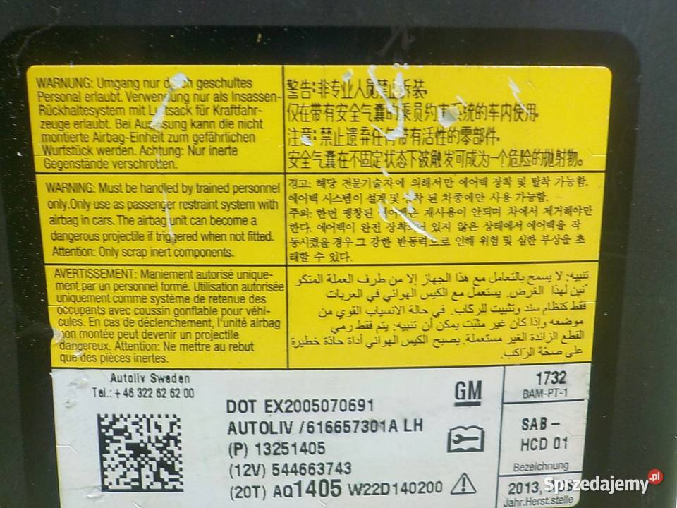 CHEVROLET ORLANDO 18 B 13r 5D AIRBAG poduszka Suków