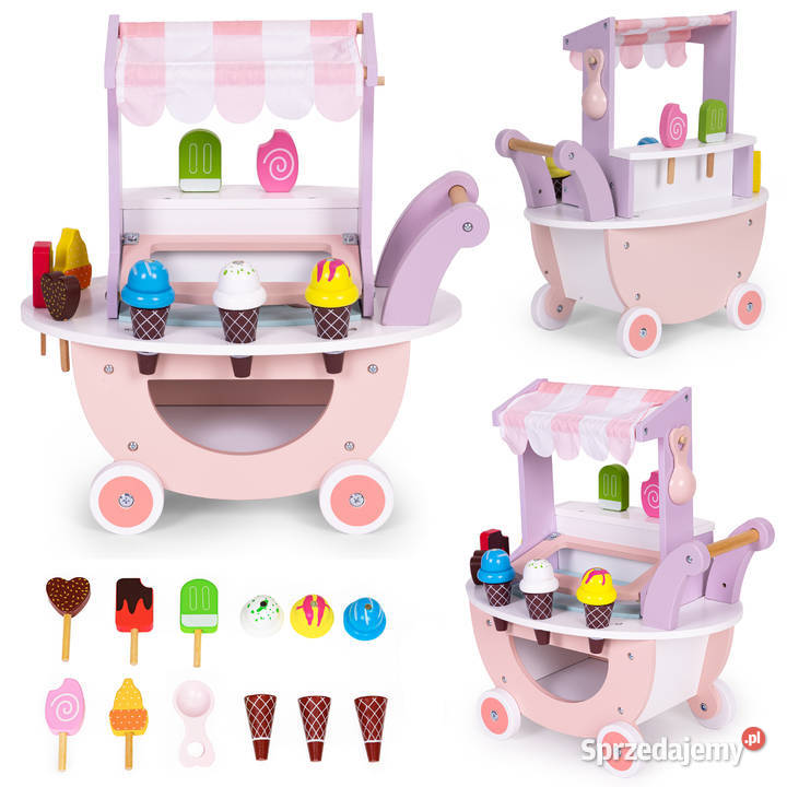 Drewniany wózek lodziarnia dzieci sklep 12 Smogorzów sprzedam