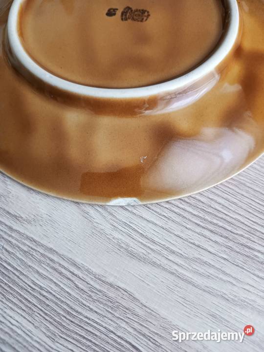 Talerzyki deserowe brązowe porcelit Tułowice PRL Kraków sprzedam