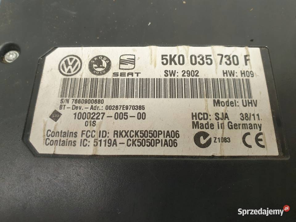 VW Polo V MODUL BLUETOOTH Sterownik 5K0035730F Chełm sprzedam