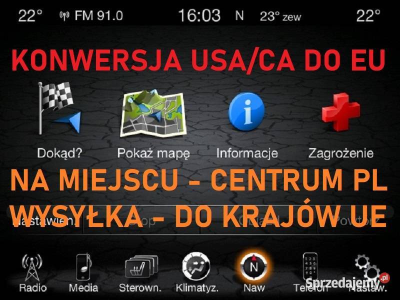 Konwersja USA CA EU Polskie menu Mapy Uconnect