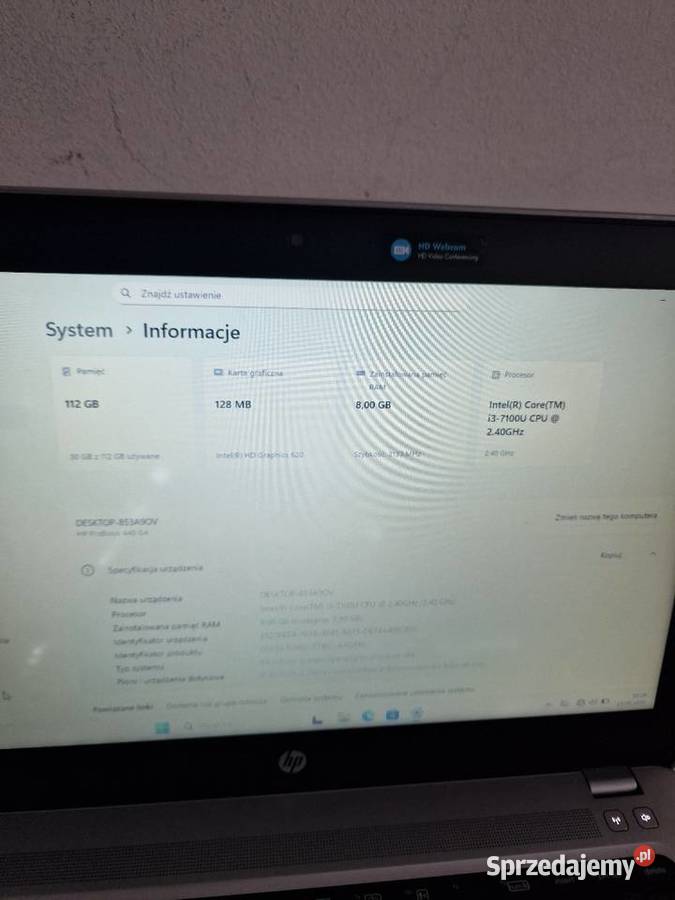 Laptop HP probook 440 G4 bateria 4 godziny 8 gb Czytnik kart pamięci  Dębica