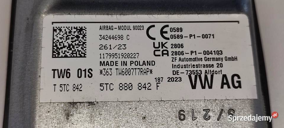 VW TIGUAN ALLSPACE SEAT TARRACO PODUSZKA AIRBAG Poduszki powietrzne