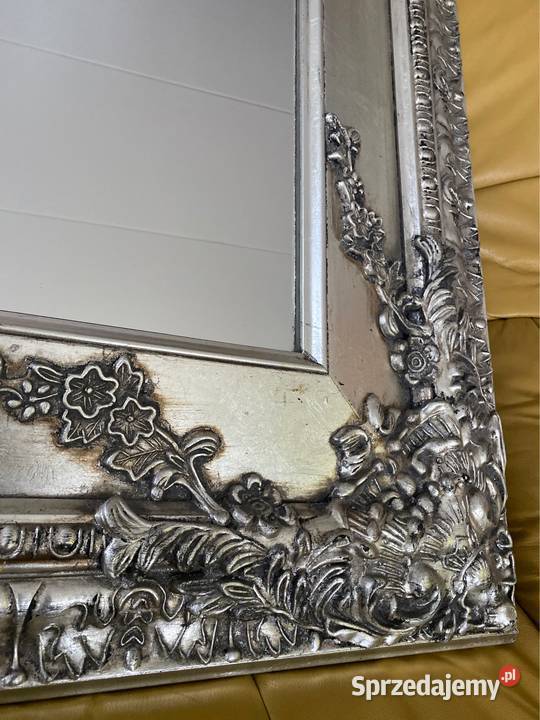 Stare lustro drewniana rzeźbiona rama oksydowane Bystrzyca Kłodzka