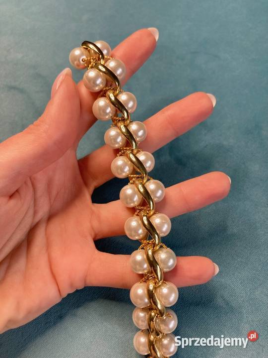 Nowa piękna złota gruba bransoletka perły Ozdoby podkarpackie Nisko sprzedam