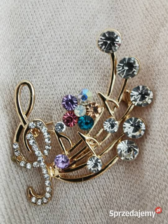 Broszka damska pięciolinia klucz wiolinowy nuty Dla kobiet Ozdoby Kraków