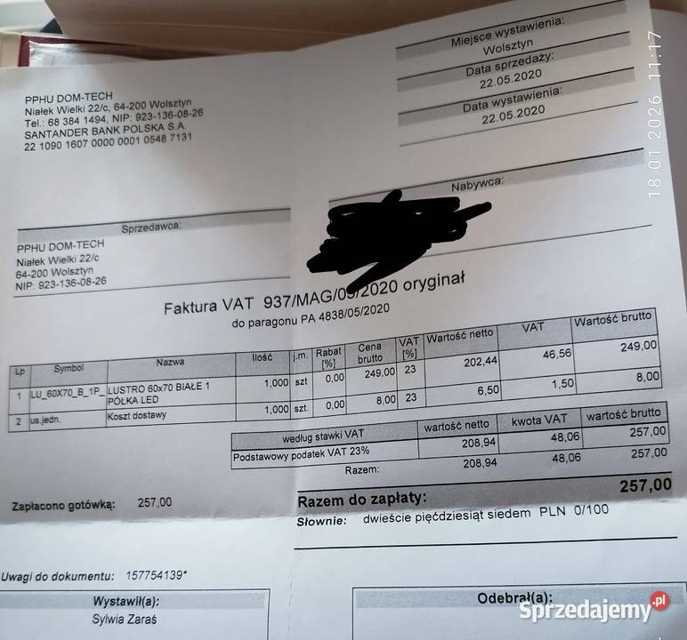 Lustro łazienkowe bez oświetlenia LED Lustra Sosnowiec