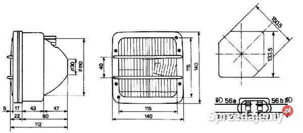 Reflektor kwadratowy 140x112x112 mm Cobo Do maszyn uprawowych małopolskie Kamionna sprzedam