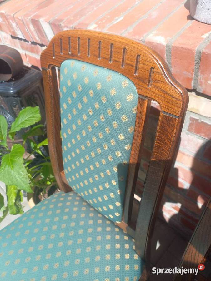 Krzesła dębowe drewniane zmateriałową tapicerką 48cm Meble zachodniopomorskie Gawroniec