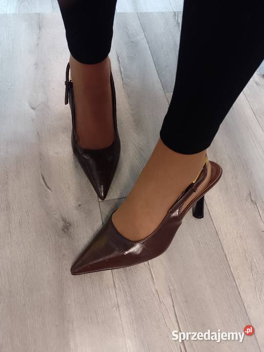 41 Brązowe czekoladowe czółenka wieczorowe z inna Kraków