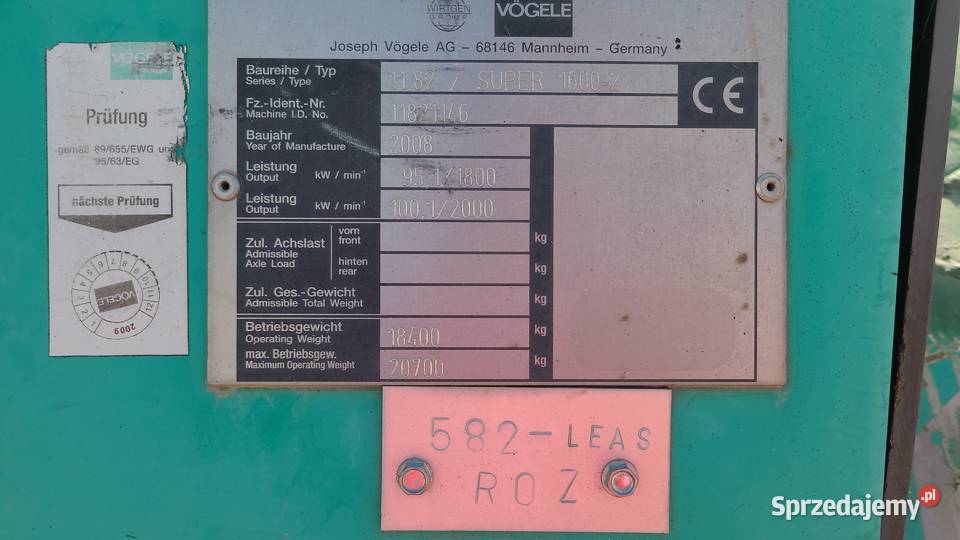 Rozkładarka rościełacz asfaltu VOGELE 16002 Pozostałe Kacice
