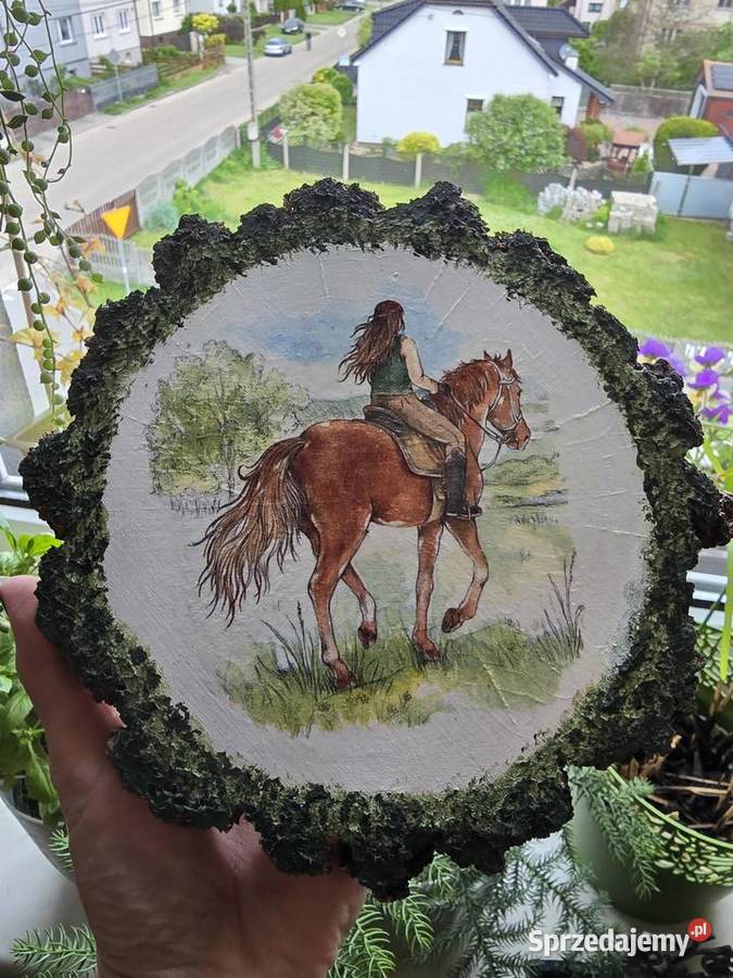Obraz Dziewczyna na koniu Decoupage wielokolorowy Lubliniec