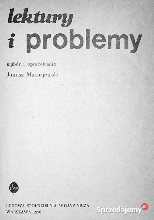Lektury i problemy Janusz Maciejewski sprzedam