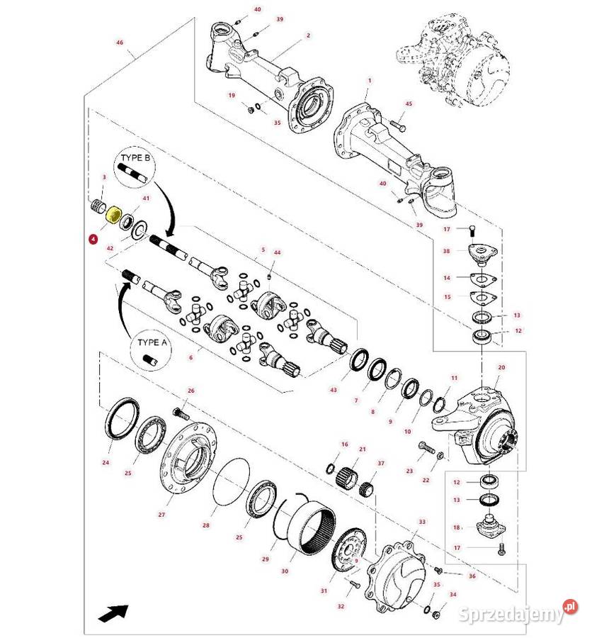 Uszczelniacz osi przedniej Massey Ferguson