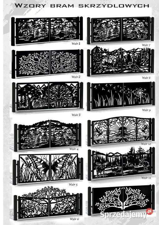 Brama skrzydłowa CNC Wahadłowa wilki las Furtka