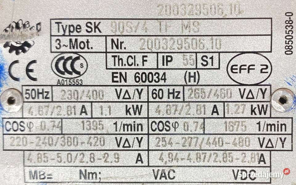 motoreduktor przekładnia 075kW 83obr 3fazowy Pigża