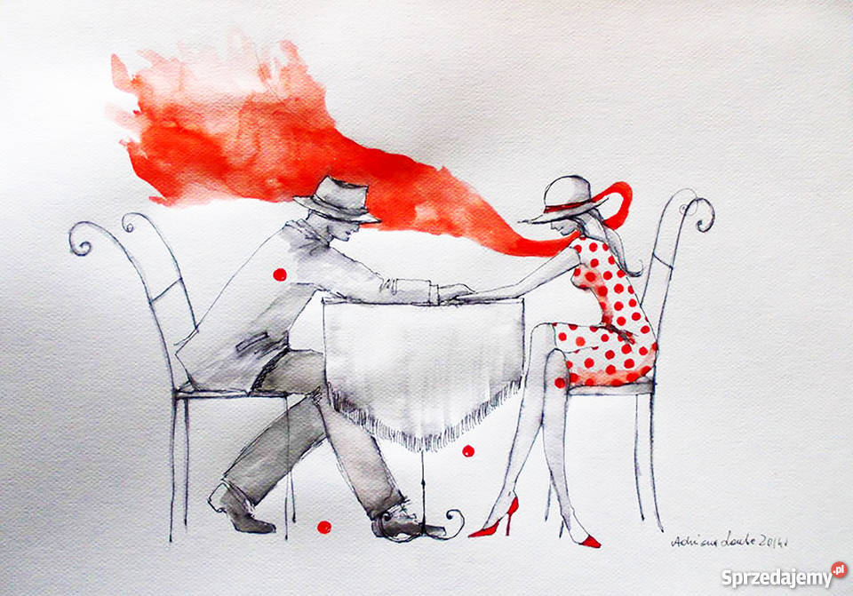 Grafika akwarelą i piórkiem Jesteśmy siebie A Rękodzieło Katowice