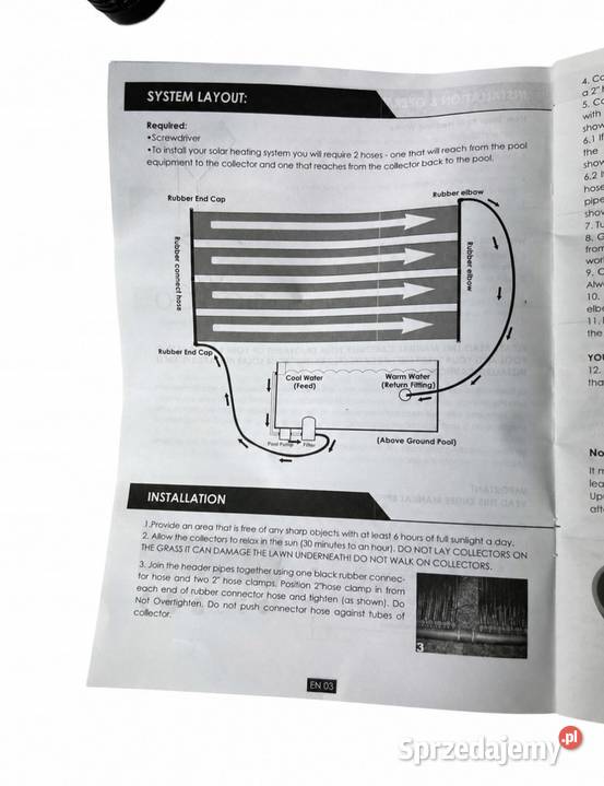 KOLEKTOR SOLARNY DO BASENU 300X75 PODGRZEWACZ lubuskie