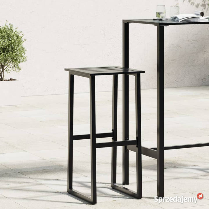 Stołki barowe 2 czarne 38x38x80 malowana stal