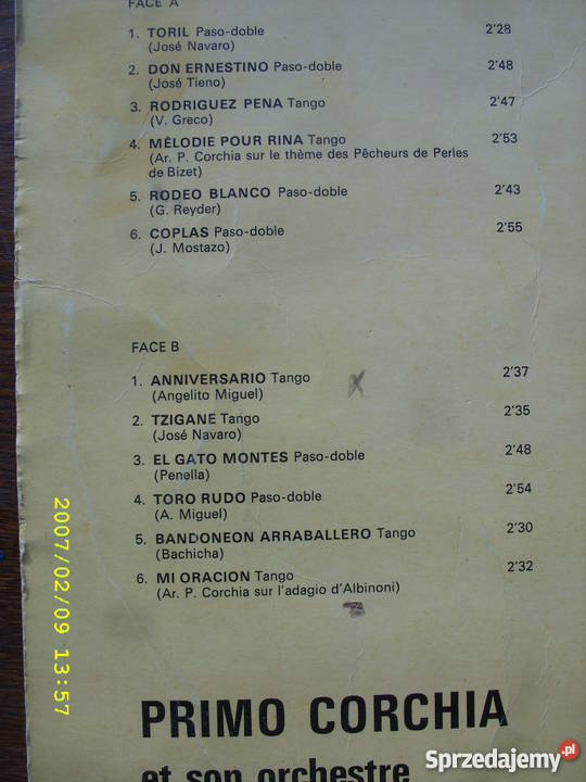 Dance Lp PRIMO CORCHIALE ROI DU TANGO Wołów