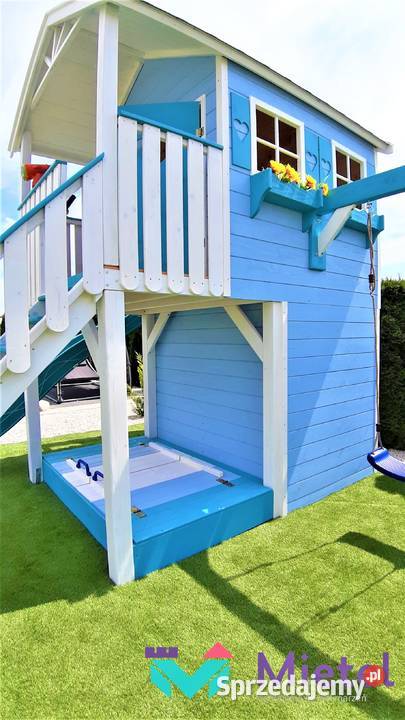 Plac zabaw z garażem i piaskownicą domek pełny Architektura ogrodowa Stopnica