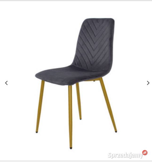 Krzesło ciemno szare welur złote nóżki