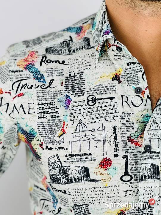 GIOVANNI PERA Koszula męska K013 Gazeta Roma Ostrów Wielkopolski