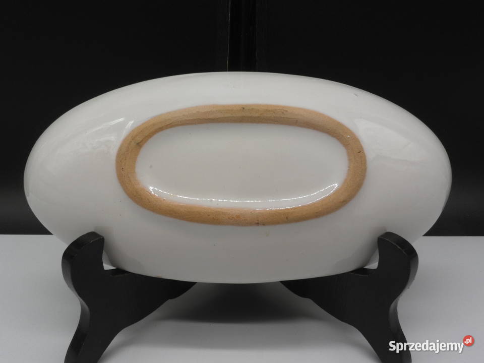 RĘCZNIE MALOWANY CERAMICZNY PÓŁMISEK OWALNY STYL Porcelana i szkło
