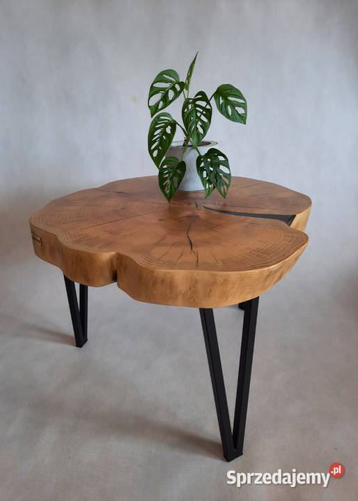 Stolik kawowy plaster drewna jesion loft