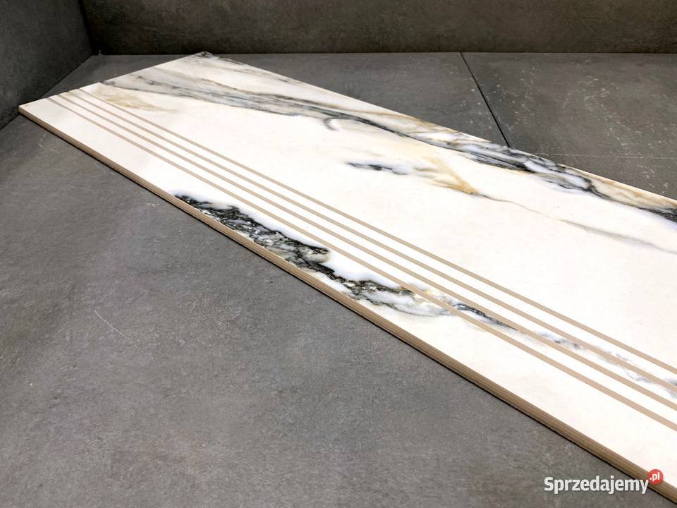 CALACATTA na schody stopnica 120x30 BIAŁY MARMUR Dom i Ogród Łask
