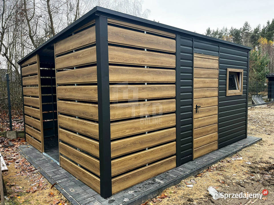 Schowek domek ogrodowy 23x3m wiata 15m drzwi Żnin