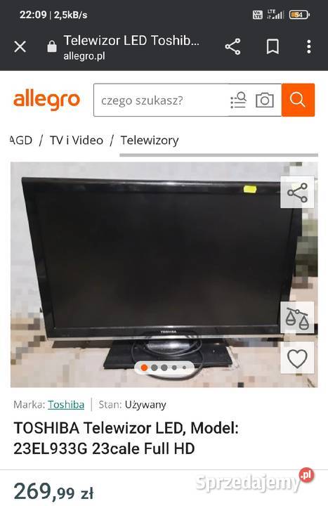 Tv Toshiba Regza 22 cal sprzedam dolnośląskie Wrocław