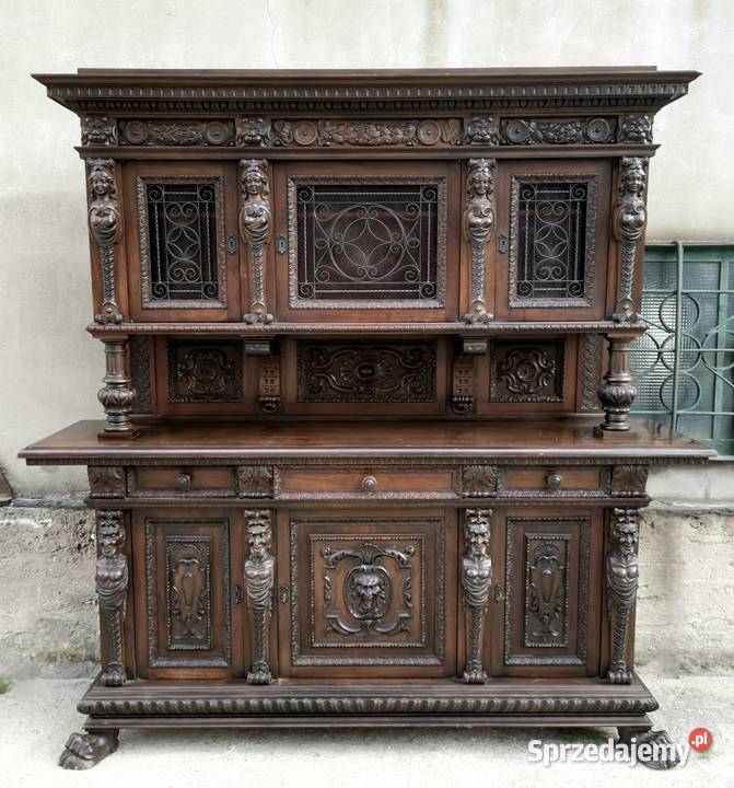 Kunsztowny kredens neorenesans włoski antyk dolnośląskie