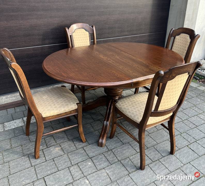 Solidny dębowy okrągły rozkładany stół z mazowieckie Ostrów Mazowiecka